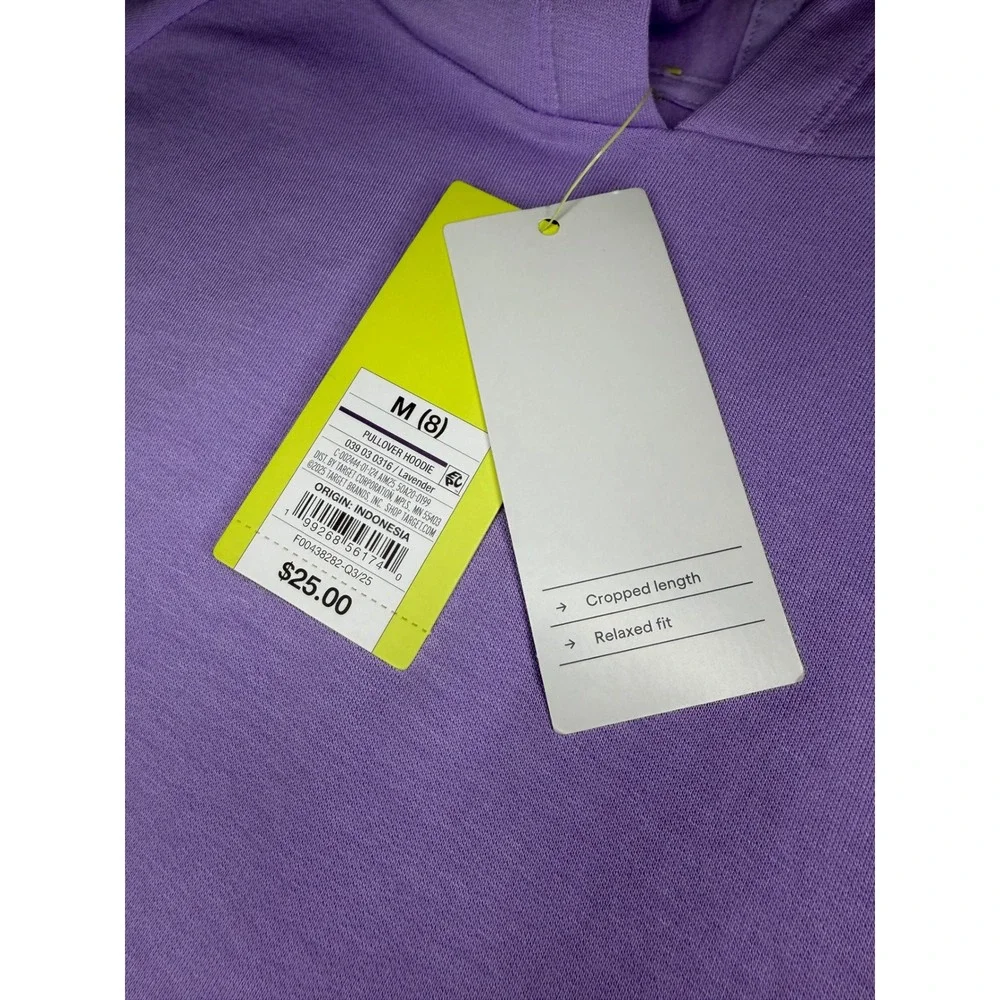 All in Motion Girls Lavender Pullover Hoodie Cropped Relaxed Fit Purple Size M 8